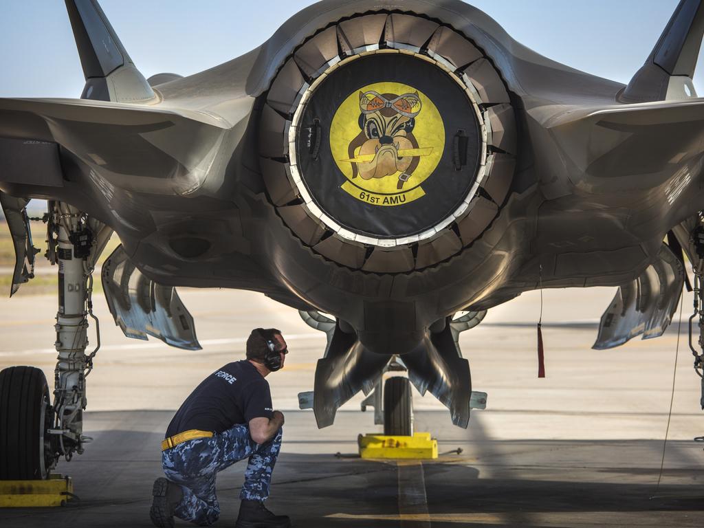 An Australian F-35A on the flight line at Luke Air Force Base, Arizona. The resiliance of the sealth fighter is facing some serious questioning. Picture: Defence