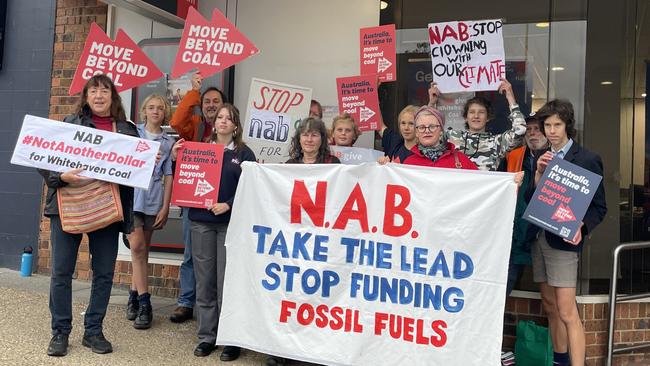 Climate protesters outside NAB in Cowes.