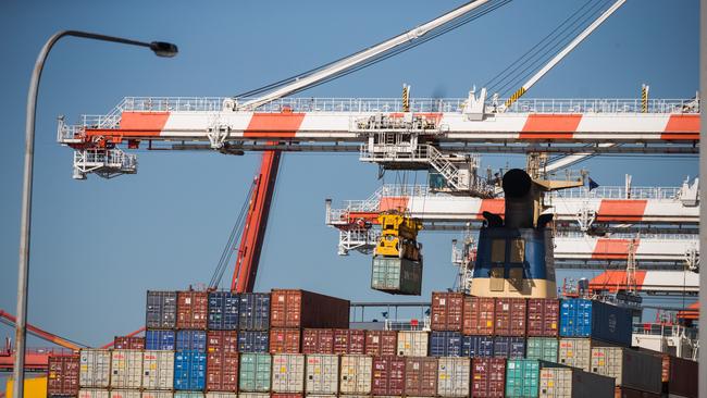 The Maritime Union has been leading strike action at DP World container terminals since October. Picture: NCA NewsWire / Paul Jeffers