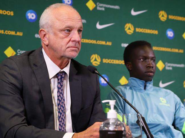 Graham Arnold says Garang Kuol still has a long way to go. Picture: Lisa Maree Williams/Getty Images