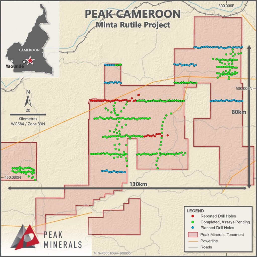 Minta Rutile Project – Completed drilling and ongoing Phase 2 planned residual drilling.