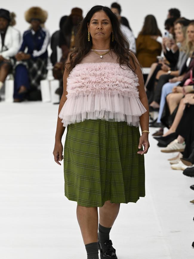 A model walks the runway wearing a design by House of Campbell. Picture: Stefan Gosatti/Getty Images for AFW