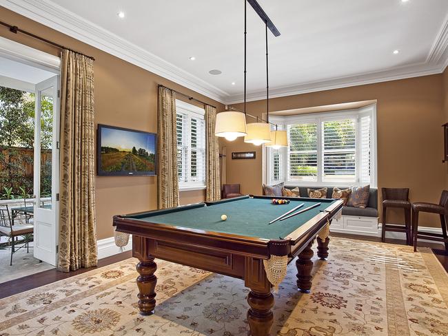 A stately billiards room offers the perfect setting for a late night game of snooker.