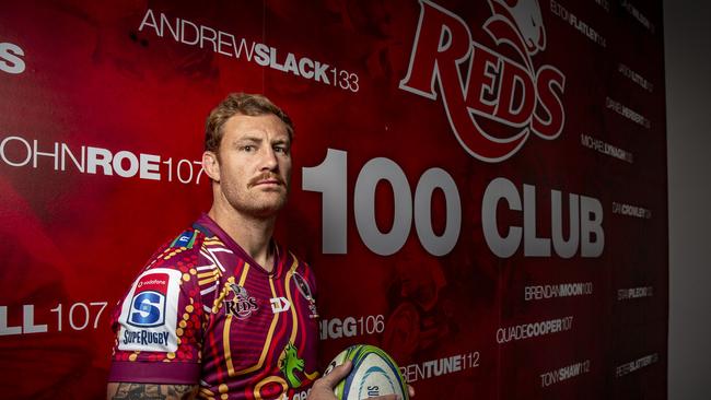 Scott Higginbotham will play his 100th game for the Reds. Picture: QRU/Brendan Hertel