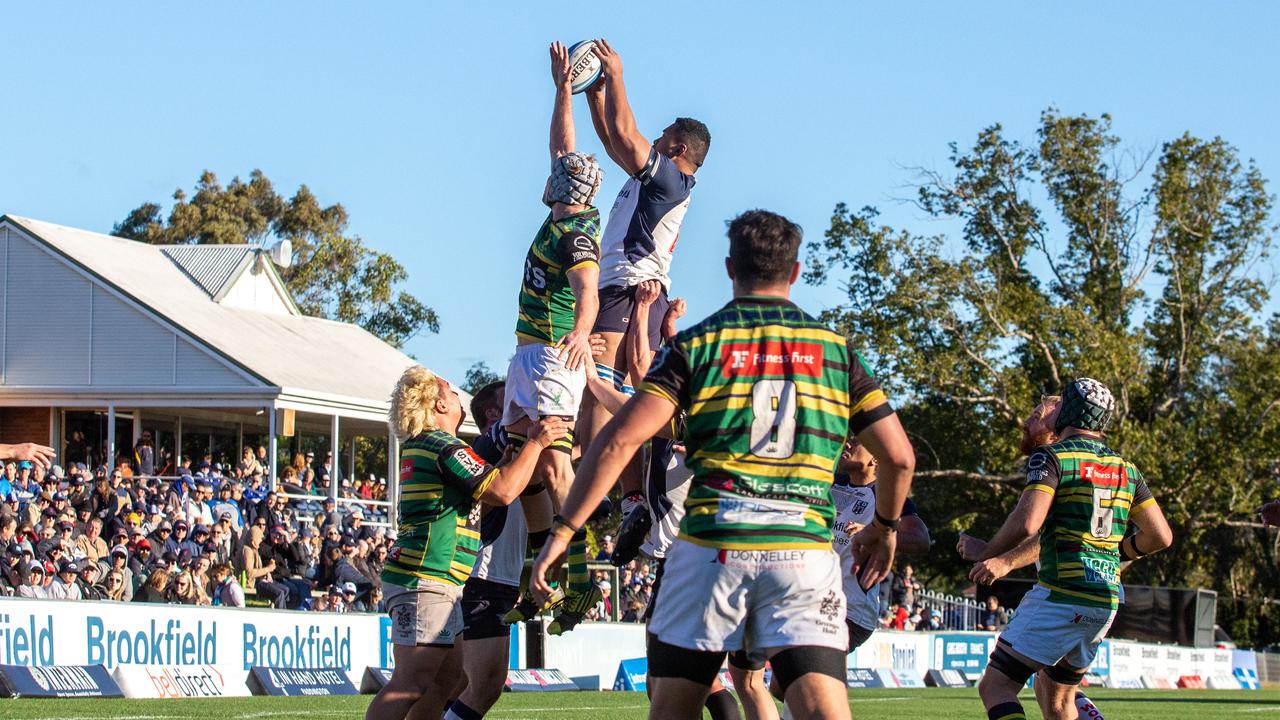 Shute Shield action at TG Millner Sportsground in Eastwood, NSW. Saturday 13th July 2019. The club held a “Back to Eastwood Day” with players from the 1969 and 1999 teams present. (AAP IMAGE/Jordan Shields)