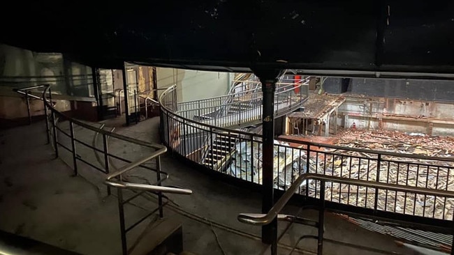 View from the upper deck of demolition work at the former Metro Nightclub.