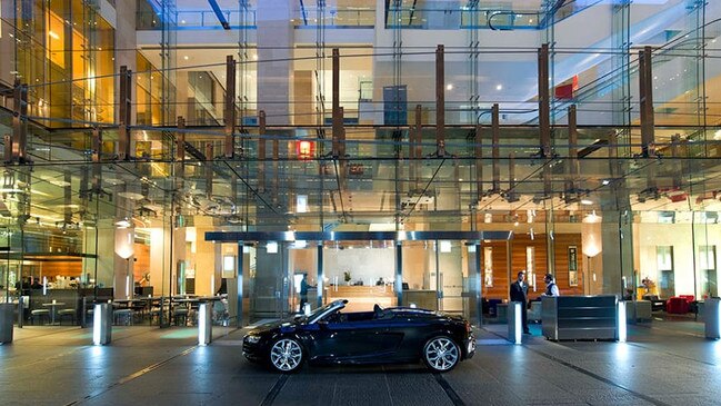 The entrance of Sydney’s Hilton Hotel, which has been put on the market for $600m.