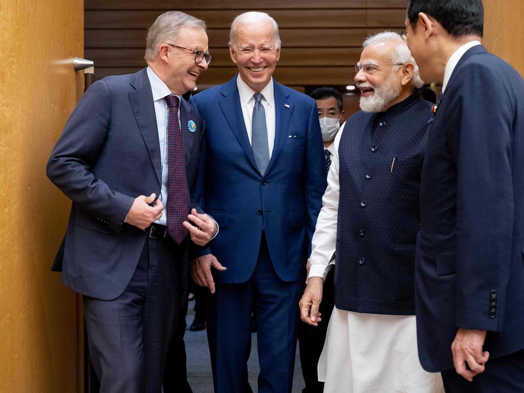 US President Joe Biden, Japanese Prime Minister Kishida Fumio, Indian Prime Minister Narendra Modi and Australian Prime Minister Anthony Albanese on May 24, 2022. Picture: Saul Loeb