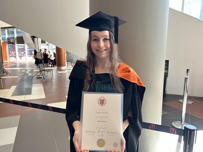 Natasha Ford graduates from Australian Catholic University with a Bachelor of Nursing on April 16, 2024. Picture: Brittany Busch