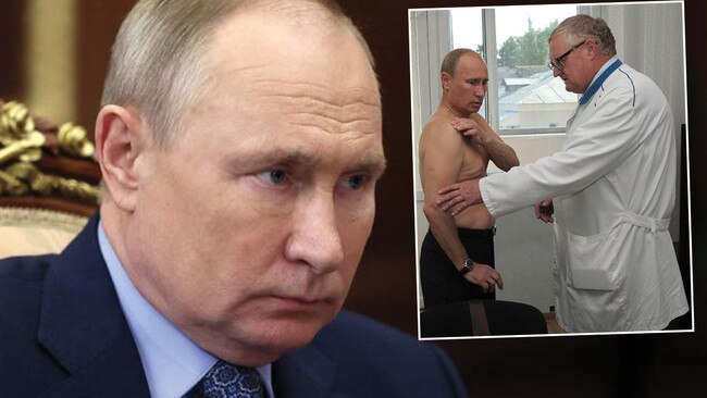 Russian politician Prime Minister Vladimir Putin this week, main picture, and consulting a doctor after hurting his shoulder in 2011. Pictures: AFP