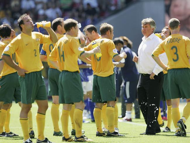 Hiddink led the Socceroos through Australia’s most successful men’s World Cup campaign in 2006. Picture: Robert Cianflone/Getty Images