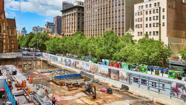 Excavations at the former site of the Melbourne City Square.