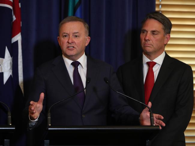 Opposition Leader Anthony Albanese and Deputy leader Richard Marles. Picture: Kym Smith