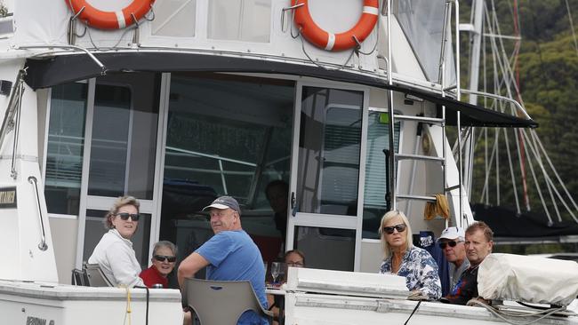 A boat with at least eight people in Pittwater on Tuesday. Picture: Nikki Short