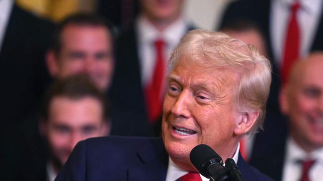 US President Donald Trump welcomes the NHL 2024 Stanley Cup Champions Florida Panthers to the White House on February 3, 2025 in Washington, DC. (Photo by Jim WATSON / AFP)