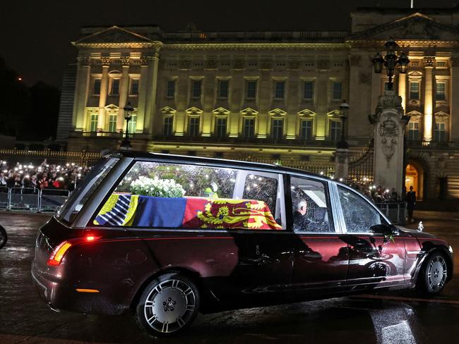 The Royal Hearse approaches Buckingham Palace. Picture: Getty Images