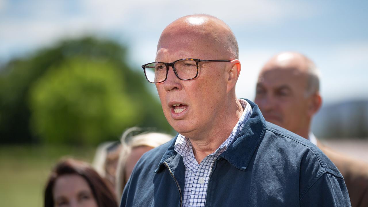 Leader of the Opposition Peter Dutton at Littlewood Berry Farm in Richmond, Tasmania. Picture: Linda Higginson