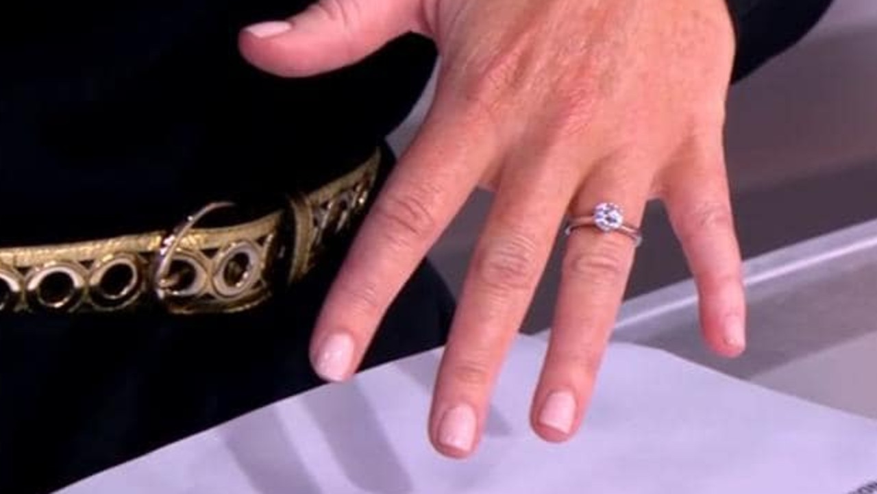 Sam Armytage showed off her ring while on Sunrise. Picture: Channel 7.