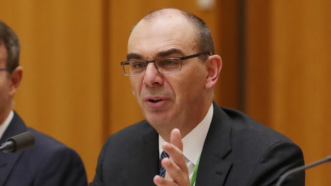 Australian Prudential Regulation Authority (APRA) chairman Wayne Byres at the House Economics Committee hearing at Parliament House in Canberra.