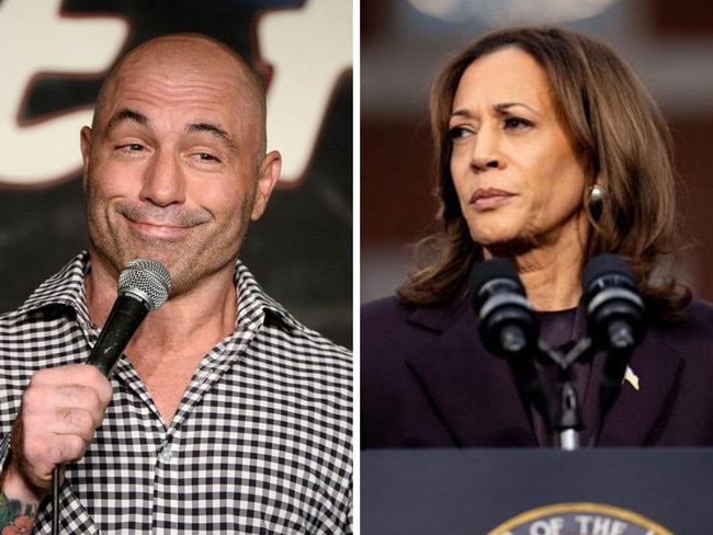 Joe Rogan and Kamala Harris. Photos: Getty Images