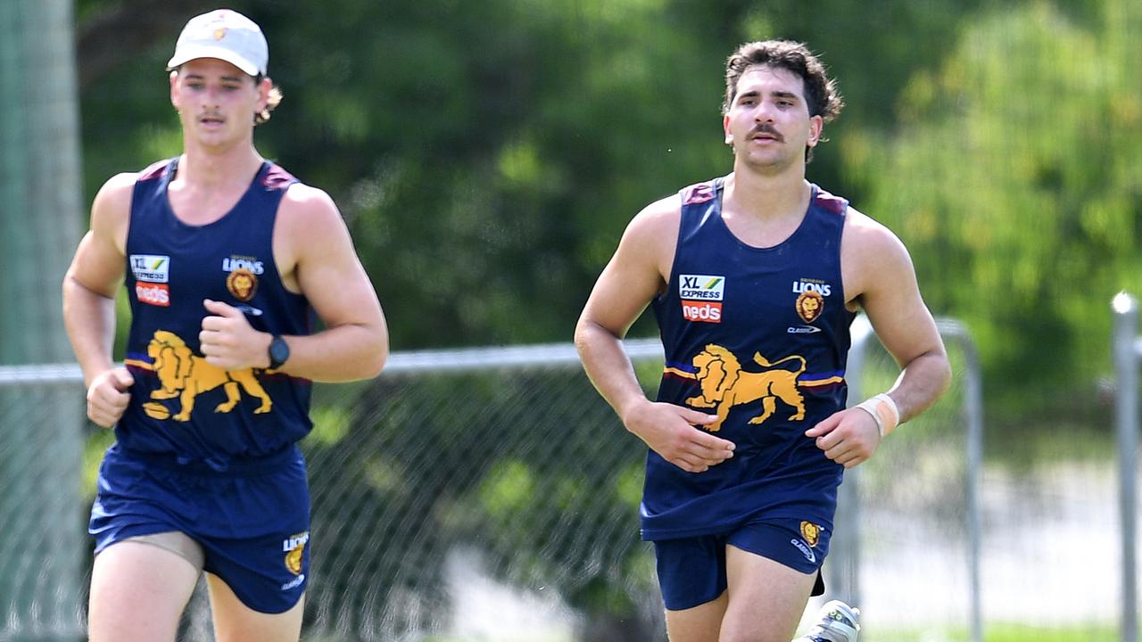 Former Cat Nakia Cockatoo, right, is a potential KFC SuperCoach bargain if the Lions can get his body right. Picture: Dan Peled/NCA Newswire