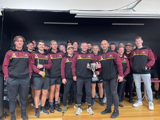 NWFL celebrate with the trophy after accounting for NTFA in last year’s representative clash at Devonport Oval.