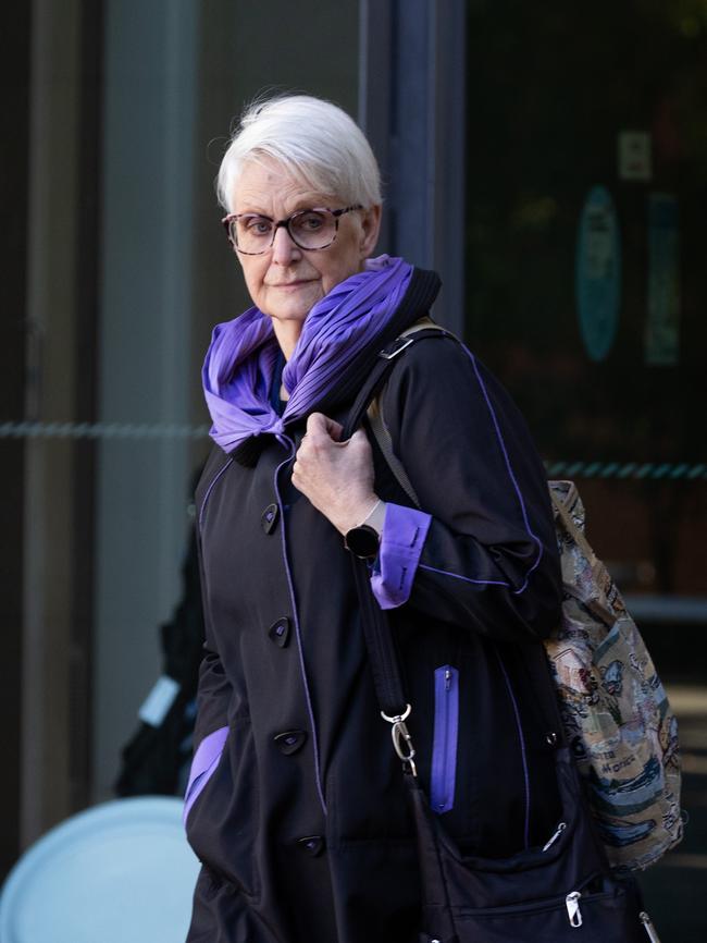 Retired pharmacist, Christine McKenzie, leaves Latrobe Valley Magistrates court after giving evidence at the trial of Erin Patterson. Picture: NewsWire / David Geraghty