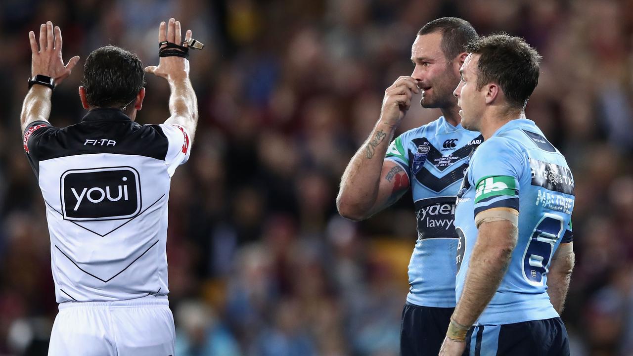 James Maloney is given his marching orders. (Photo by Mark Kolbe/Getty Images)