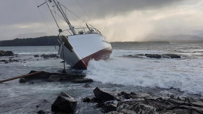 Vessel struck rocks at Southport on Tuesday night. Picture: Tasmania Police