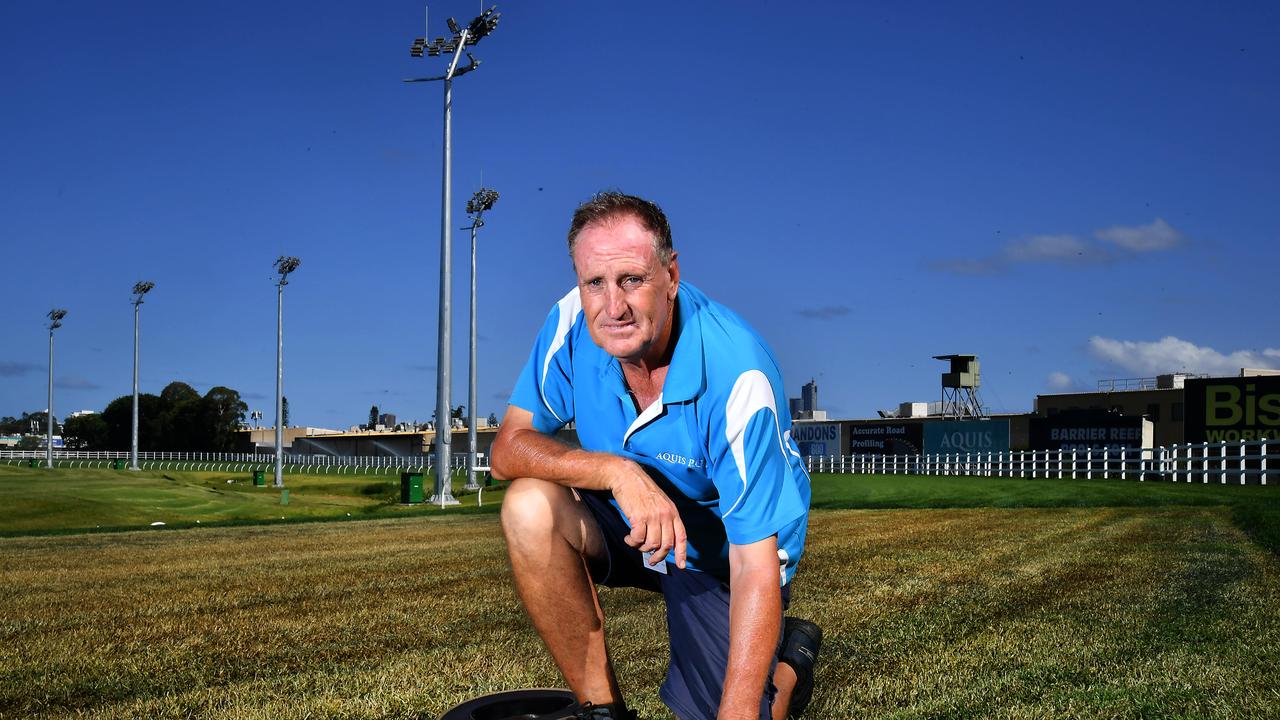 Gold Coast Turf Club race course manager Jody Rodgers looks at the big area of damage on the race course. Sunday January 5, 2025. Picture, John Gass