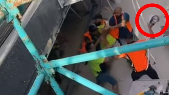 Wild tradie brawl caught on camera