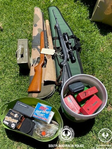 Firearms and ammunition found at Woodville Park. Picture: SAPOL