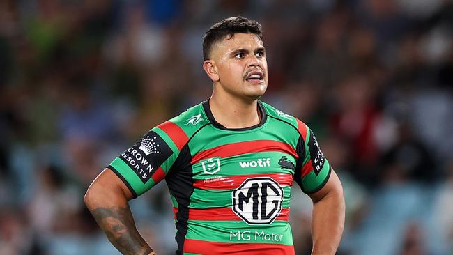 SYDNEY, AUSTRALIA - MARCH 31: Latrell Mitchell of the Rabbitohs looks on during the round five NRL match between the South Sydney Rabbitohs and Melbourne Storm at Accor Stadium on March 31, 2023 in Sydney, Australia. (Photo by Cameron Spencer/Getty Images)