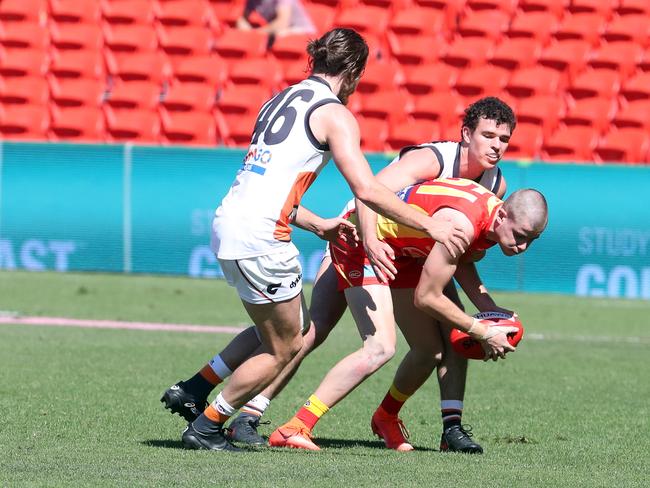 Gold Coast academy player Bailey Scott during the Suns Round 19 NEAFL game against GWS at Metricon Stadium. Picture: Richard Gosling.