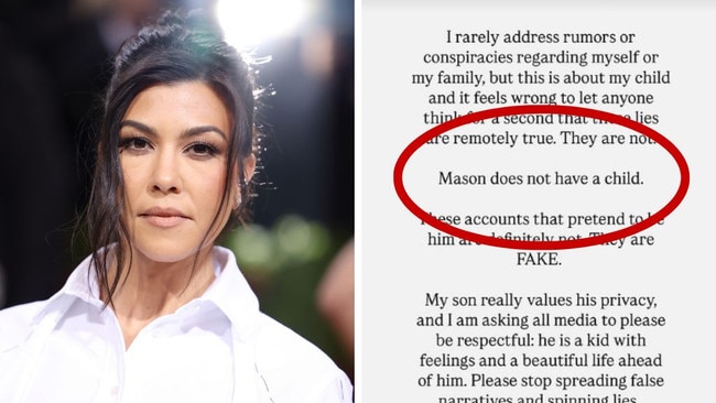 ‘Lies’: Kourtney denies hiding 15yo son’s baby