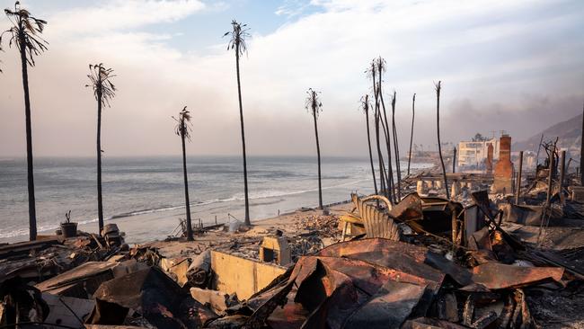 Dozens of beachfront homes in Malibu were destroyed overnight in the Palisades Fire. Picture: David Crane/MediaNews Group/Los Angeles Daily News via Getty Images