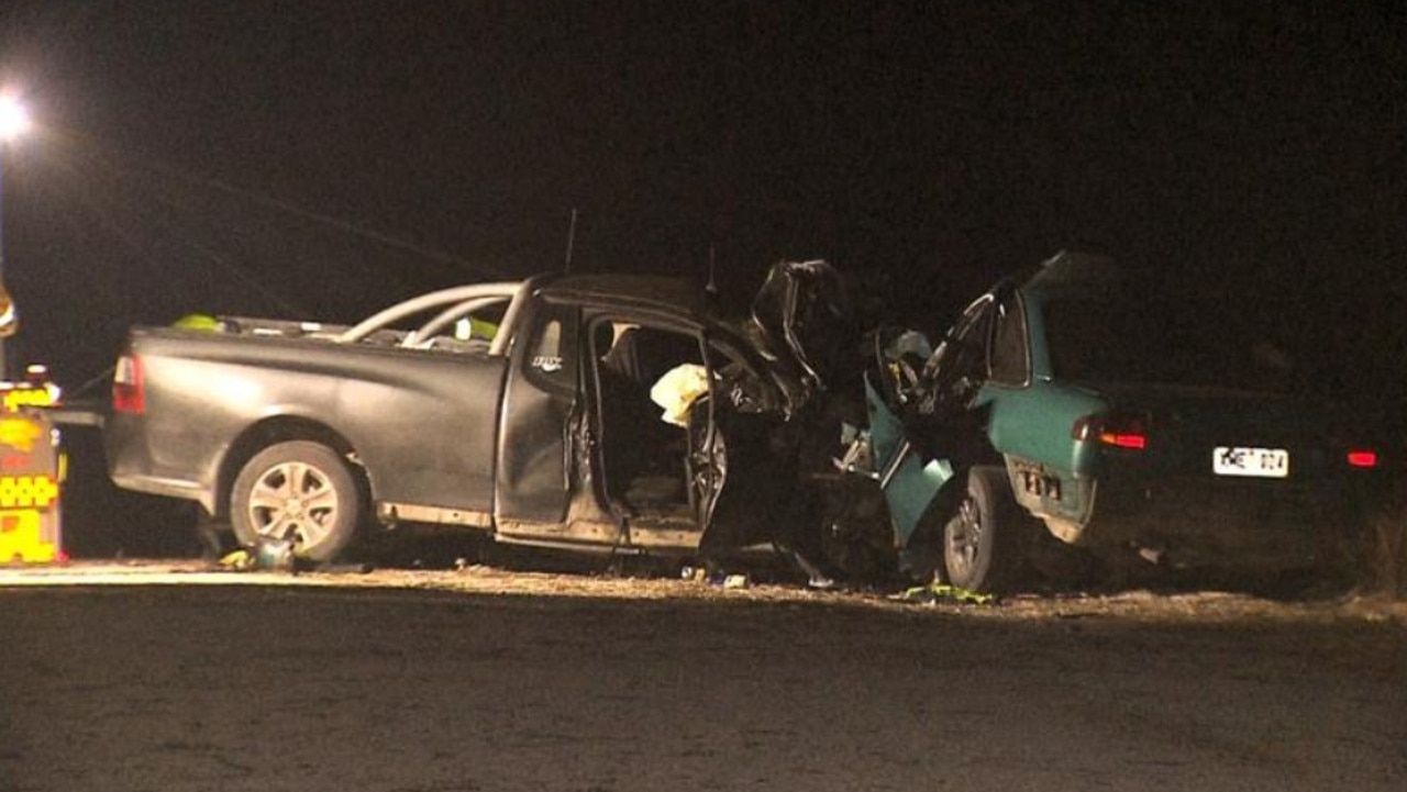 A 19-year-old from Mannum died after two cars collided at Brinkley in the Murraylands. Picture: 7NEWS