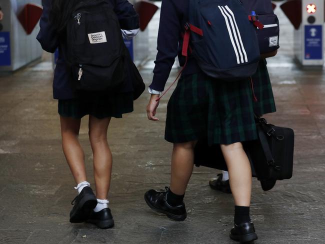 GENERIC AUSTRALIAN STUDENTS - BACK VIEW -  SYDNEY, AUSTRALIA - NewsWire Photos MAY 4, 2021: Students travel home after school. Picture: NCA NewsWire / Nikki Short