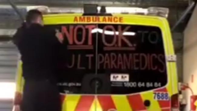 Message for Paramedic Safety Scrawled on Melbourne Ambulance