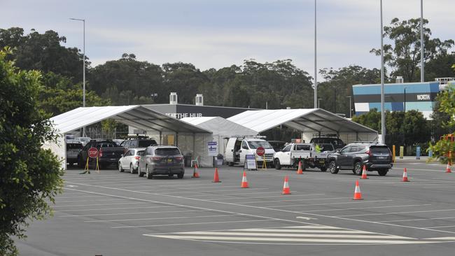 A drive-through Covid testing clinic has been set up at the carpark at C.ex Stadium. Photo: Tim Jarrett