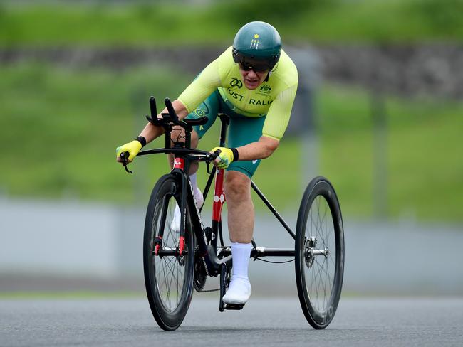 Aussie Carol Cooke rides her way to silver, a month removed from her 60th birthday. Picture: Paralympics Australia