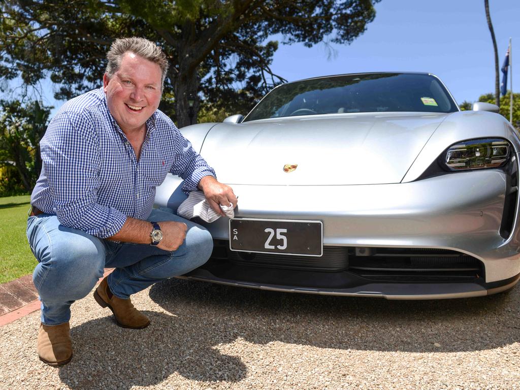 DECEMBER 10, 2021: Stewart Kay from Historic Plates with number plate 25 up for auction. It is worth around the same price as an electric Porsche Taycan 4S. Picture: Brenton Edwards