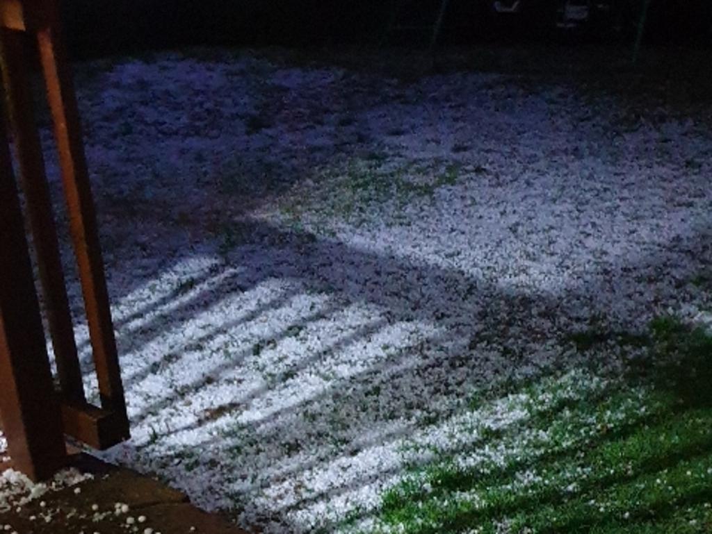 Large hail stones fell at the Mt Lofty home of Steve. Picture: Jet Flight Simulator