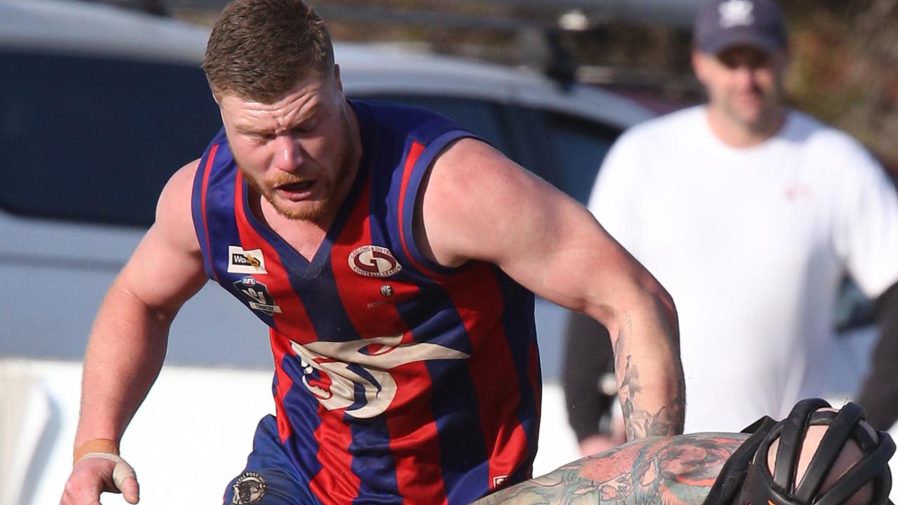 GDFL semi finals Senior footy: Bannockburn v Bell post Hill Bannockburn 12 Josh Andrews and Bell post Hill 8 jack Yates Picture: Mark Wilson