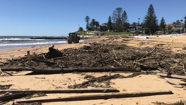 Storm debris on Collaroy Beach. Picture: Manly Daily