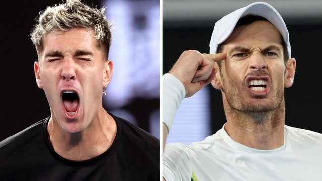 Thanasi Kokkinakis and Andy Murray have gone head to head in a wild match at Margaret Court Arena.