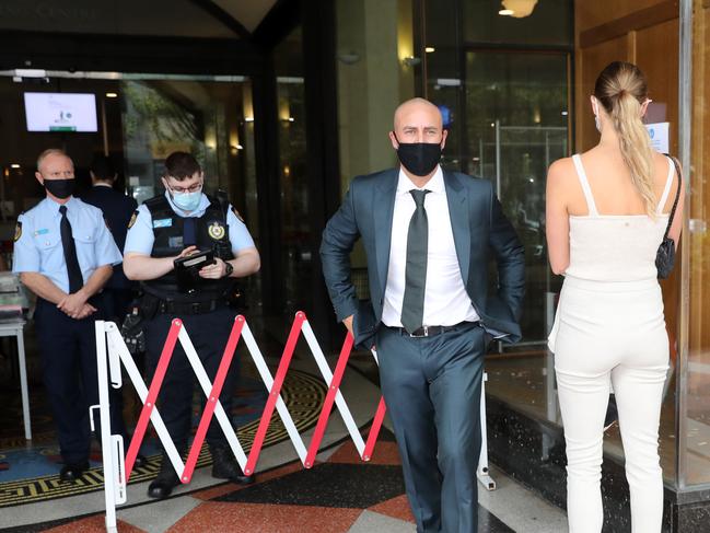 Mark Judge, with then partner Meg Lindsay, at the Downing Centre courts in Sydney on an unrelated matter in 2021. Picture: Christian Gilles