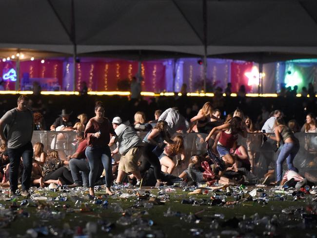 Chaos as shots rang out at the Route 91 Harvest Country Music Festival in Las Vegas. Picture: David Becker/Getty Images