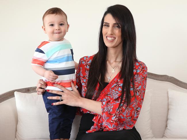 Gizelle Tadros with her son Charbel, who was conceived using IVF treatment using the eggs she had frozen when she was 21. Picture: Sam Ruttyn