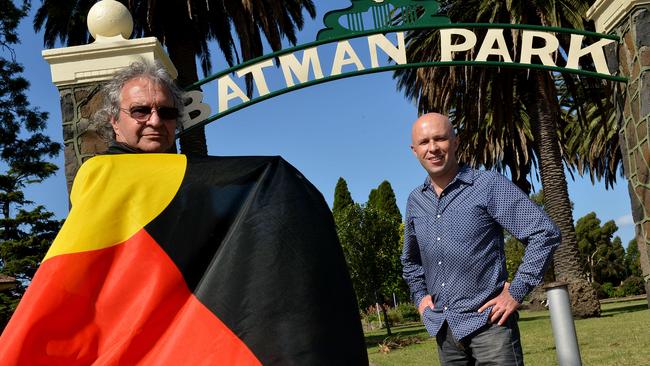 Ian Hunter, pictured with Cr Trent McCarthy in Batman Park, claims he was not consulted and will take legal action if the council continues. Picture: Adam Elwood.